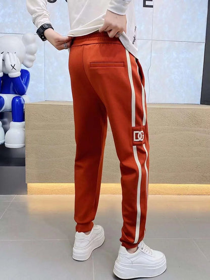 DOLCE GABBANA || Men Fitted Track Pants with Contrast Side Taping