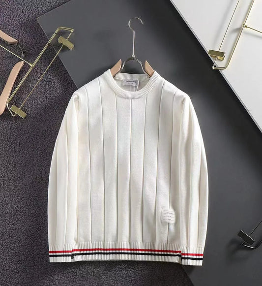 THOM BROWNE || Classic Stripe Long-Sleeved Knit Pullover