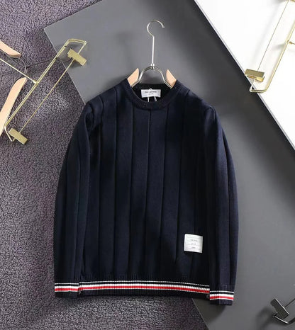 THOM BROWNE || Classic Stripe Long-Sleeved Knit Pullover