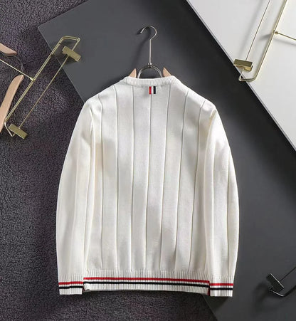 THOM BROWNE || Classic Stripe Long-Sleeved Knit Pullover