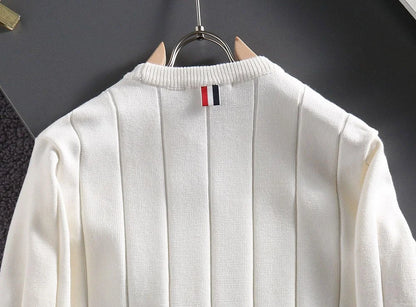 THOM BROWNE || Classic Stripe Long-Sleeved Knit Pullover