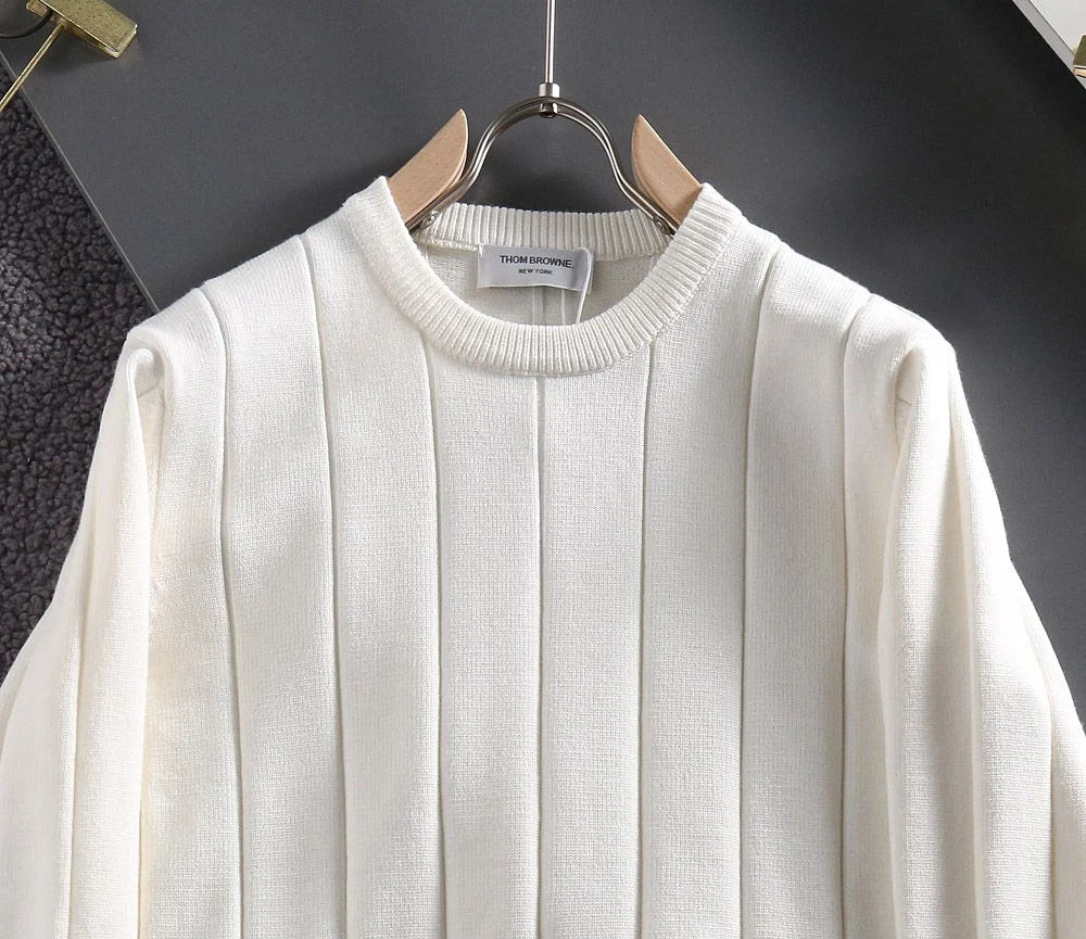 THOM BROWNE || Classic Stripe Long-Sleeved Knit Pullover