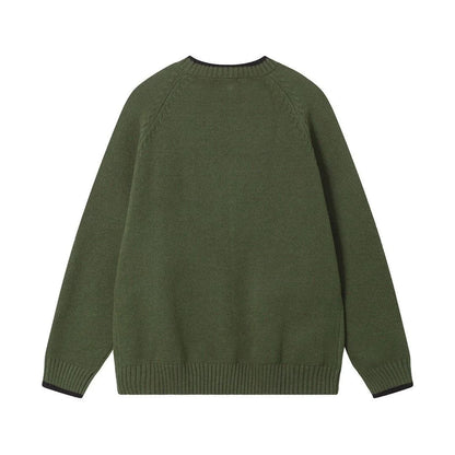 CRISTIAN DIOR || Men's Wool Jersey Olive Green Cardigan For Men