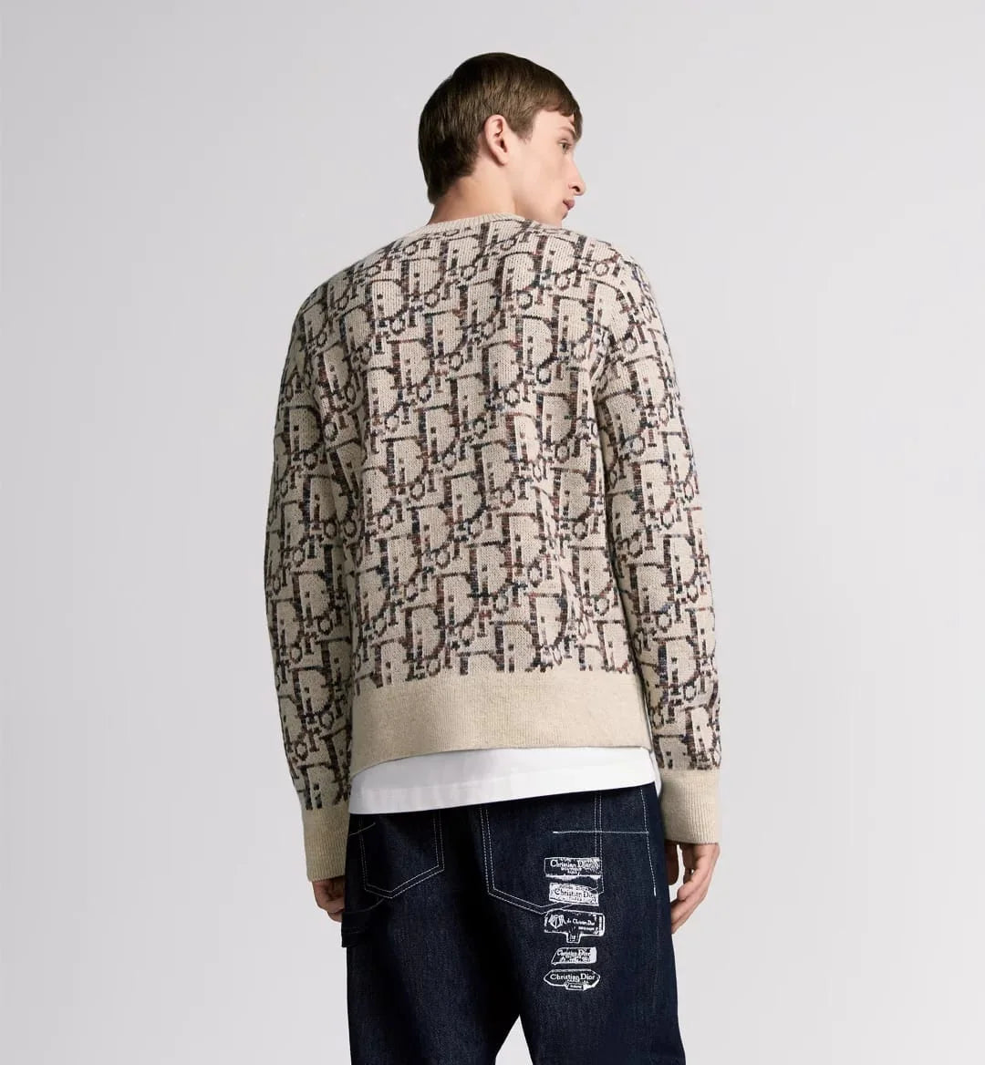 CHRISTIAN DIOR || Men Dior Round Neck Shearing Wool Jacquard Sweater