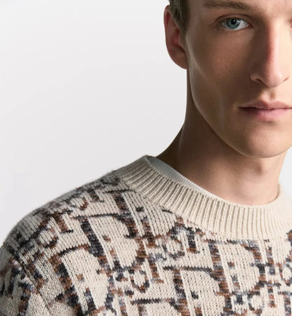 CHRISTIAN DIOR || Men Dior Round Neck Shearing Wool Jacquard Sweater