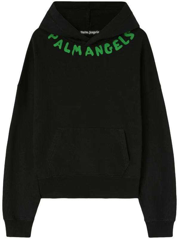 PALM ANGLES || Green Logo-Print Cotton Hoodie