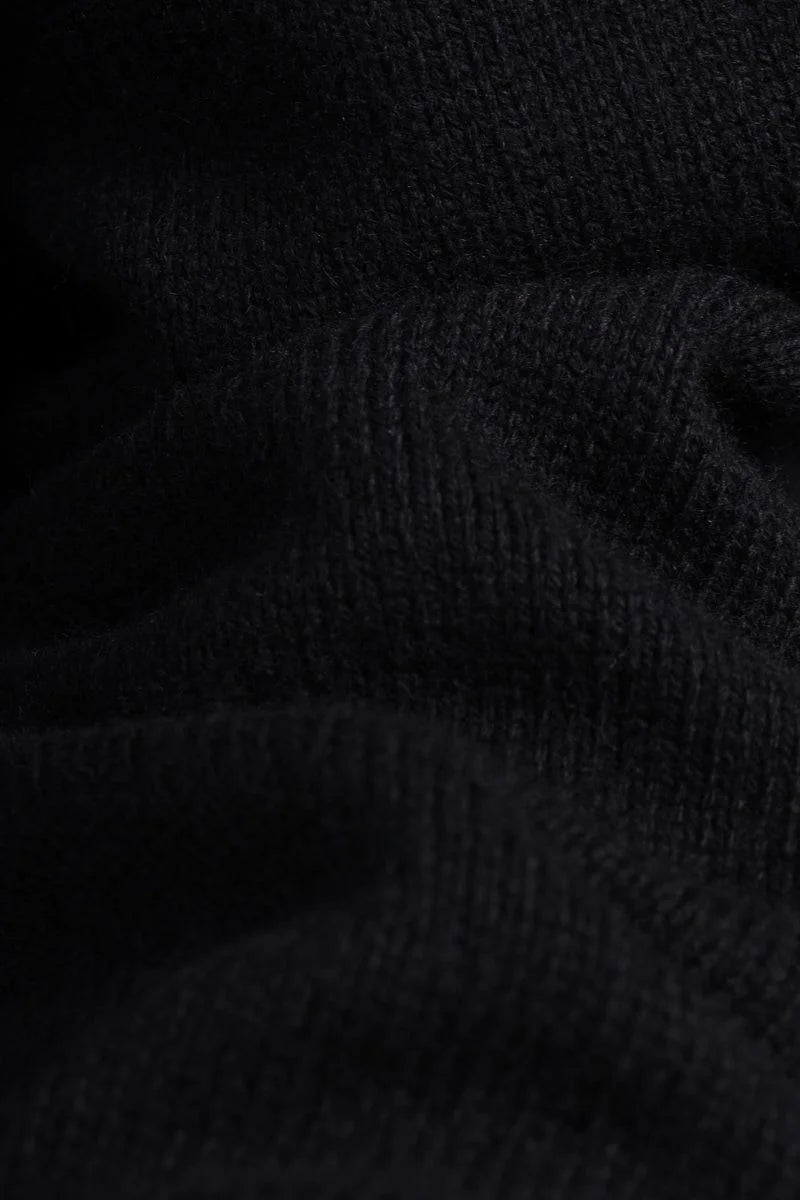 PALM ANGELS || Monogram-Embroidered Knitted Black Hoodie