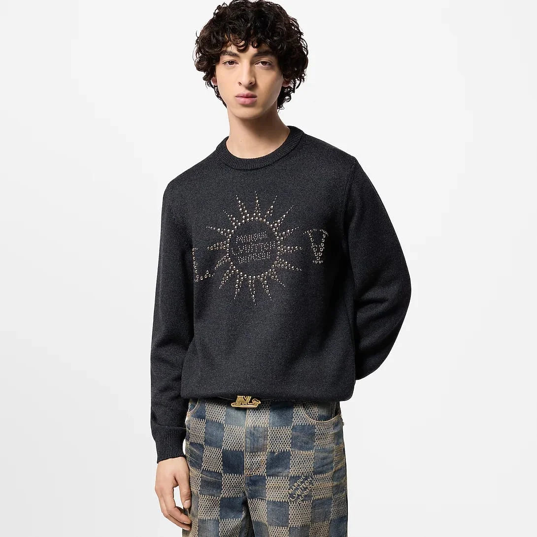 LOUIS VUITTON || Embellished Long-Sleeved Merino Wool Crewneck Pullover