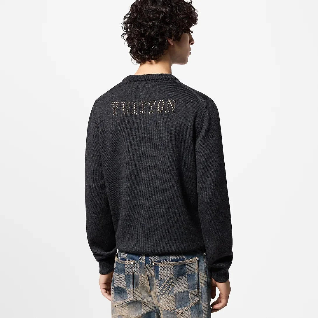 LOUIS VUITTON || Embellished Long-Sleeved Merino Wool Crewneck Pullover