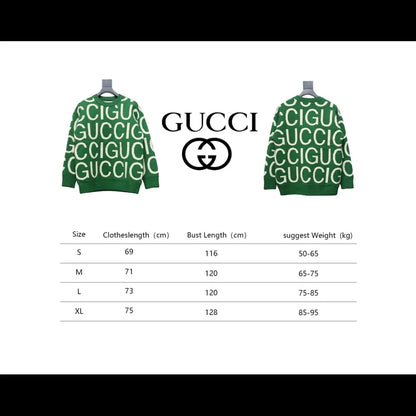 GUCCI || Men's Green Gucci logo-Intarsia Wool Jumper