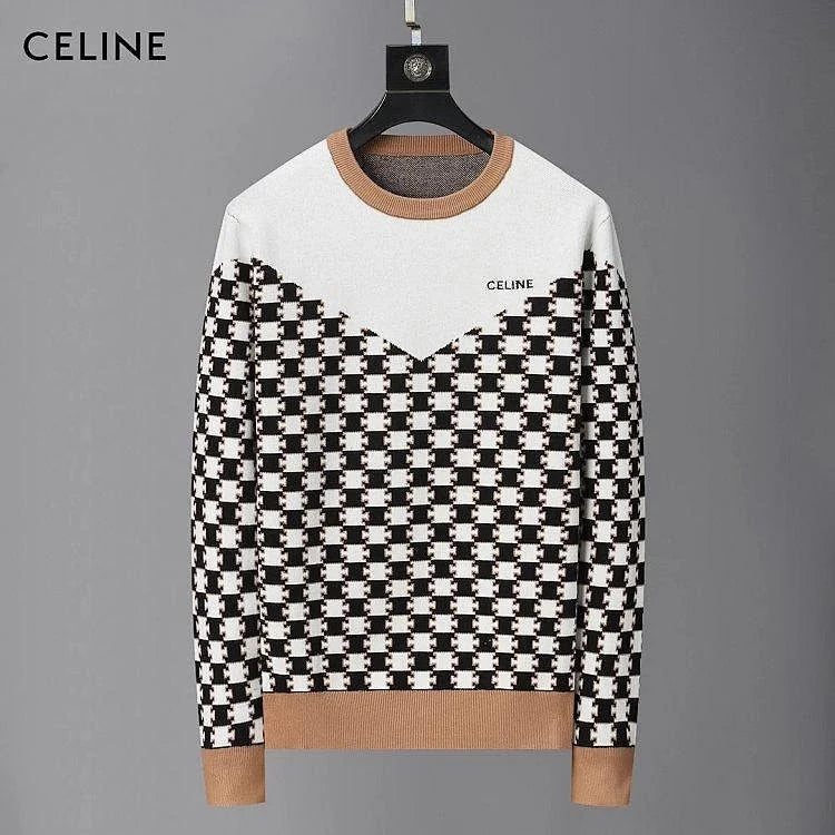 CELINE || Monogram-Pattern Intarsia-Knit Jumper