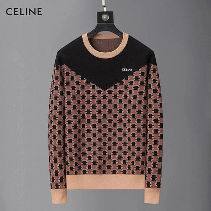 CELINE || Monogram-Pattern Intarsia-Knit Jumper