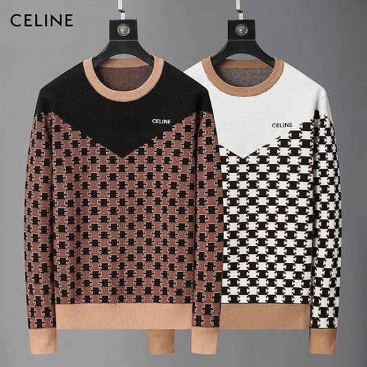 CELINE || Monogram-Pattern Intarsia-Knit Jumper