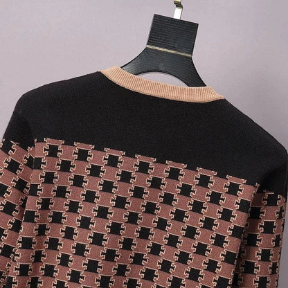 CELINE || Monogram-Pattern Intarsia-Knit Jumper