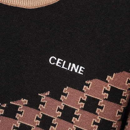 CELINE || Monogram-Pattern Intarsia-Knit Jumper