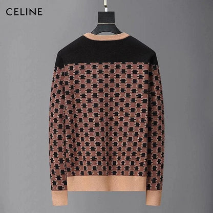 CELINE || Monogram-Pattern Intarsia-Knit Jumper