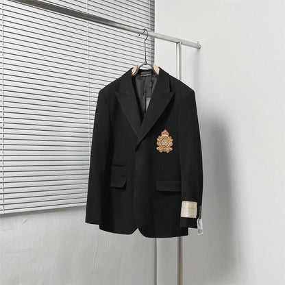 DOLCE GABBANA || Men's Black Jersey Jacket Blazer With Patch