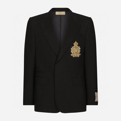 DOLCE GABBANA || Men's Black Jersey Jacket Blazer With Patch