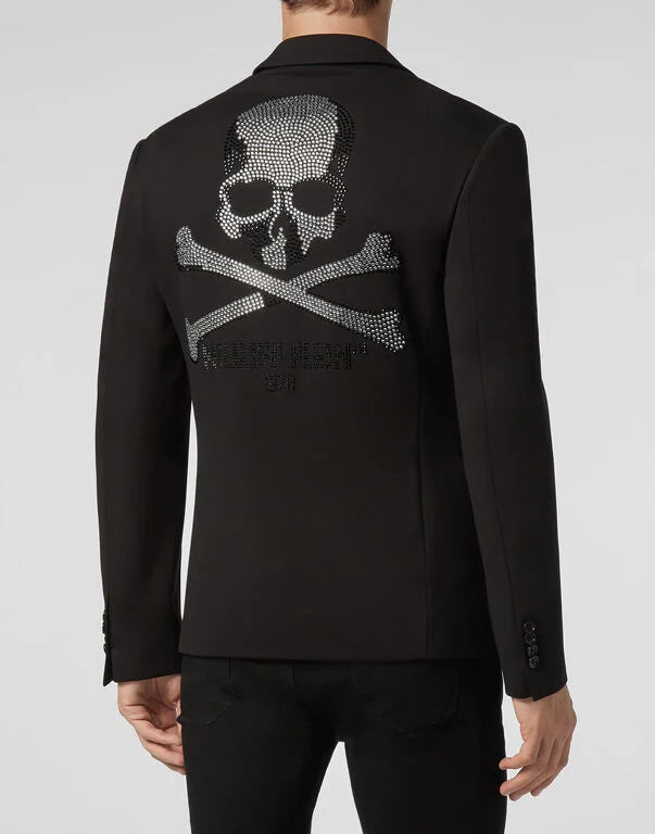 PHILIPP PLEIN || Crystal Skeleton Gigolò Fit Black Blazer Men