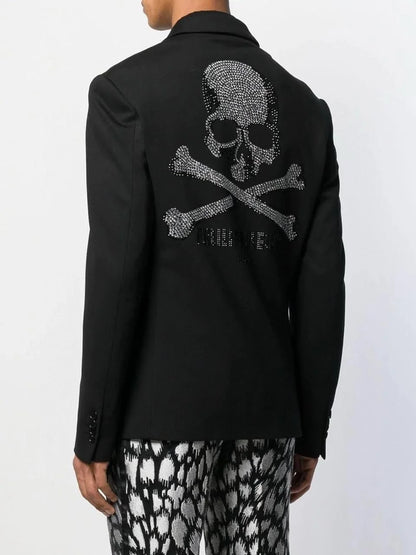 PHILIPP PLEIN || Crystal Skeleton Gigolò Fit Black Blazer Men