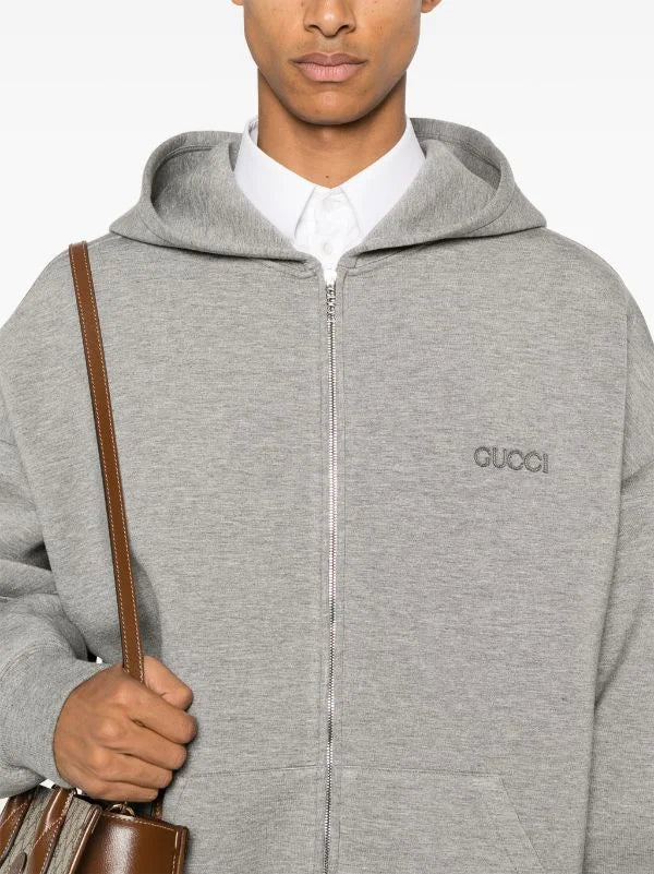 GUCCI || Viscose Jersey Sweatshirt With Embroidery In Grey