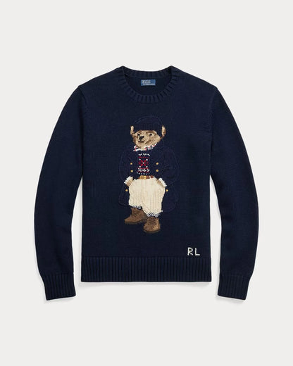 POLO RALPH LAUREN || Polo Bear Cotton Crewneck Jumper Hunter Navy Multi