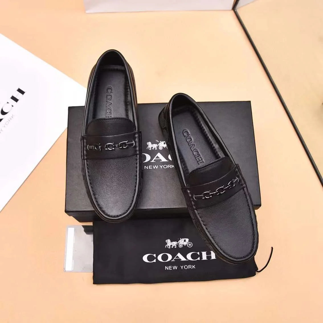 COACH || Monogram-Embroidered Leather Loafers