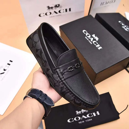 COACH || Monogram-Embroidered Leather Loafers