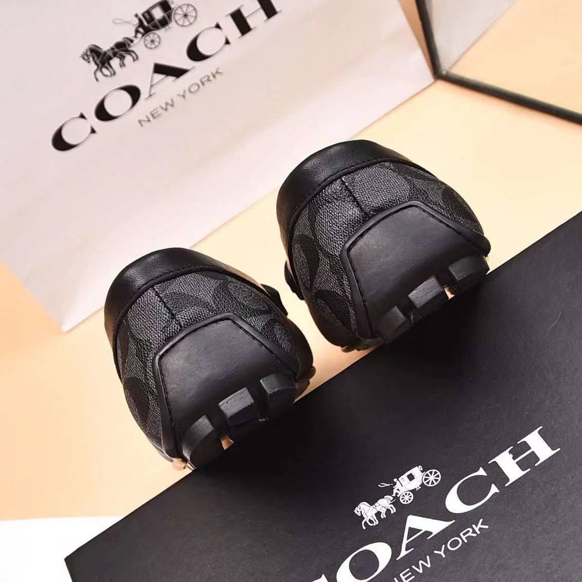 COACH || Monogram-Embroidered Leather Loafers