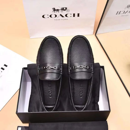 COACH || Monogram-Embroidered Leather Loafers