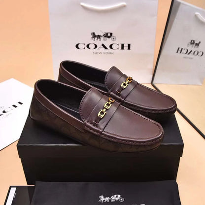 COACH || Monogram-Embroidered Leather Loafers