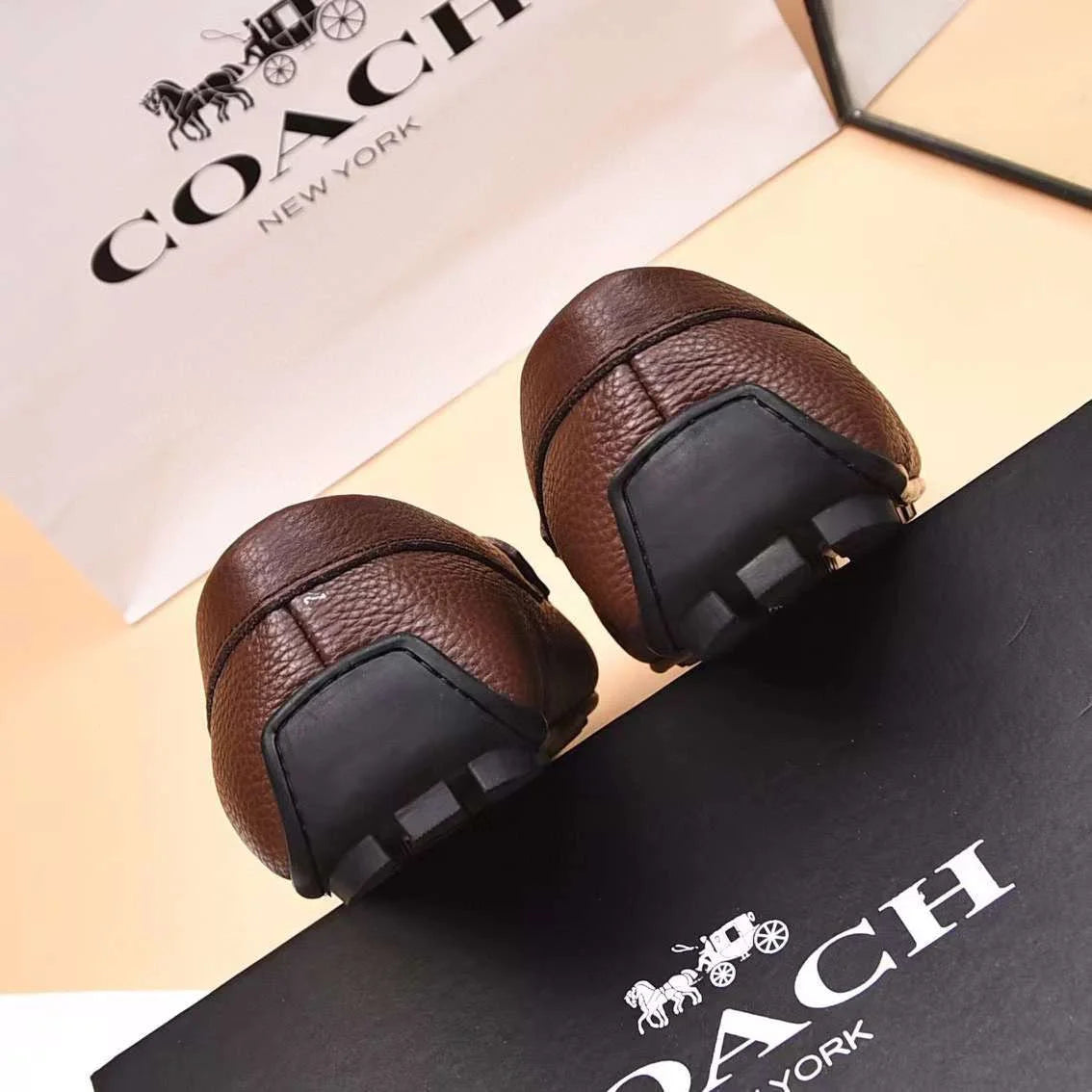 COACH || Mahogany Brown/Black Slip On Loafers