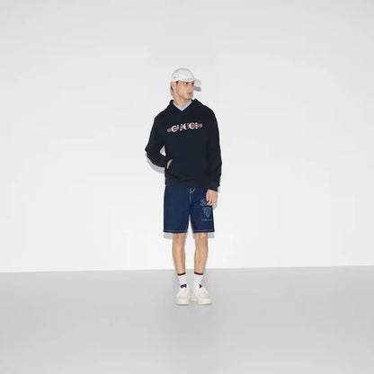 GUCCI || Light-Printed Cotton Jersey Hooded Sweatshirt