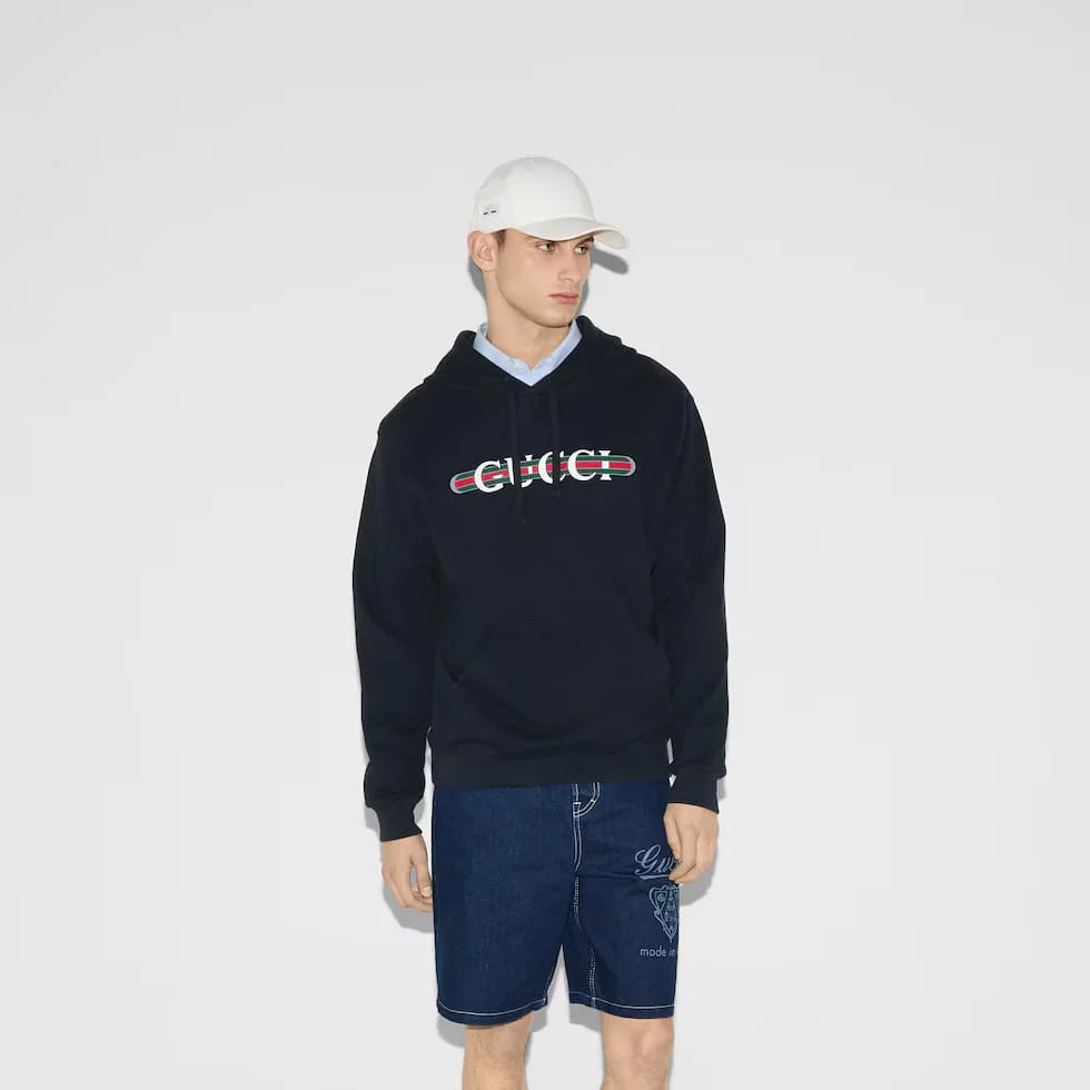 GUCCI || Light-Printed Cotton Jersey Hooded Sweatshirt