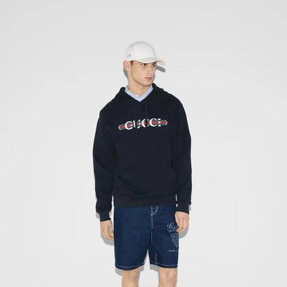 GUCCI || Light-Printed Cotton Jersey Hooded Sweatshirt