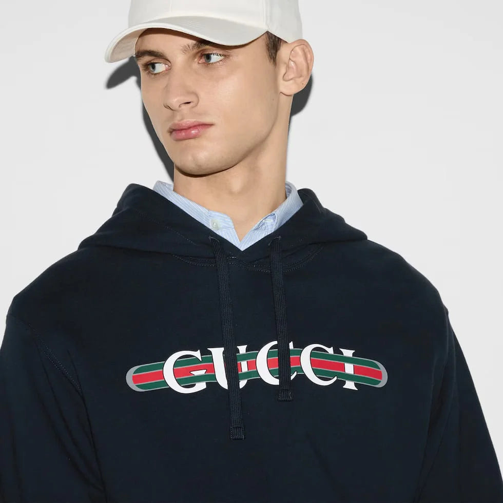 GUCCI || Light-Printed Cotton Jersey Hooded Sweatshirt