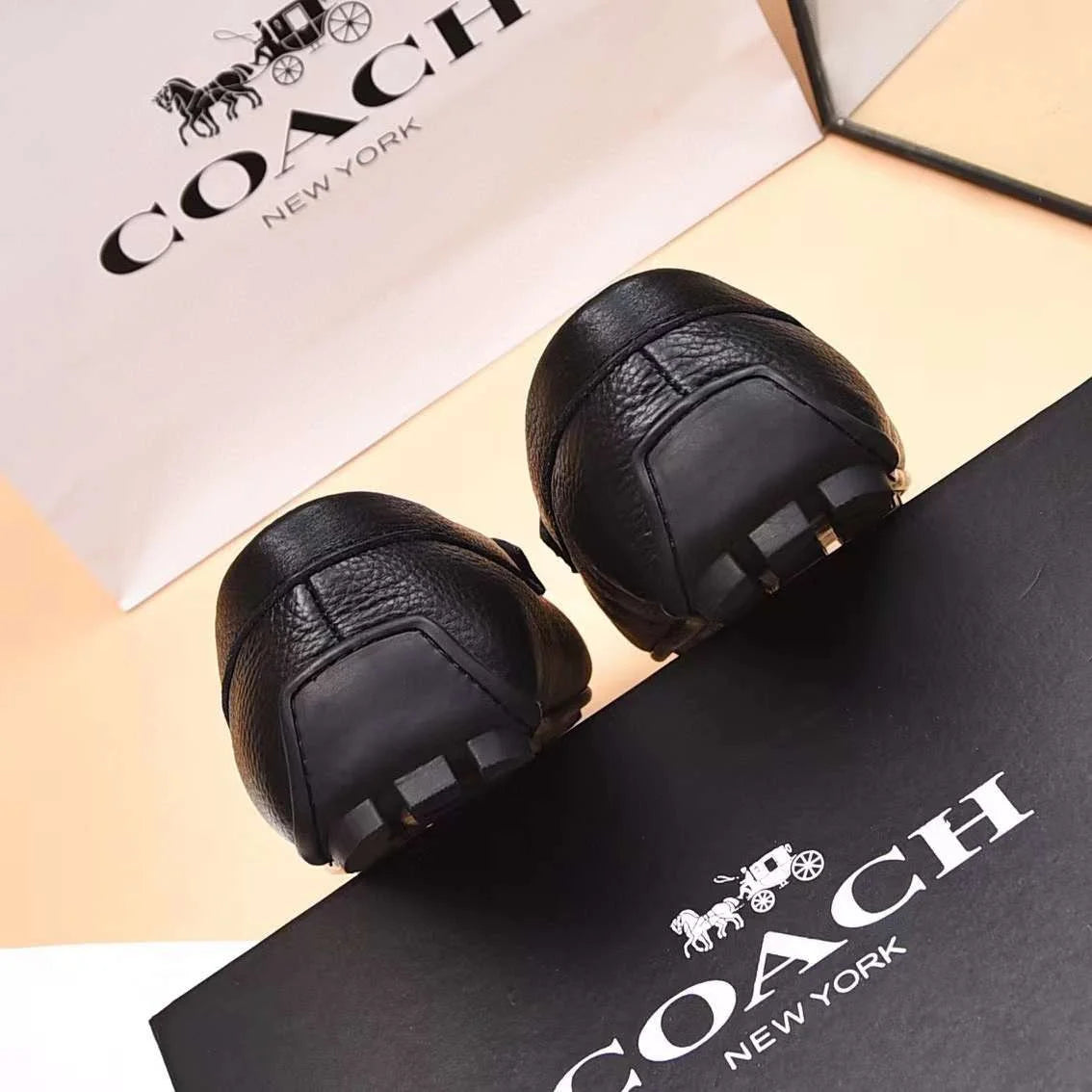 COACH || Mahogany Brown/Black Slip On Loafers