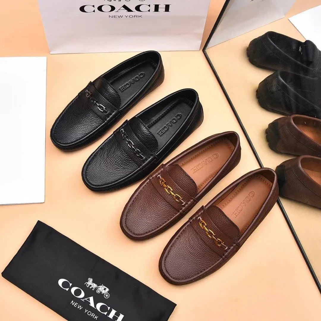 COACH || Mahogany Brown/Black Slip On Loafers