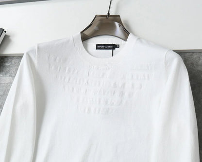 EMP*RIO ARM*NI || Logo-Embroidered Cotton Long Sleeves T-Shirt