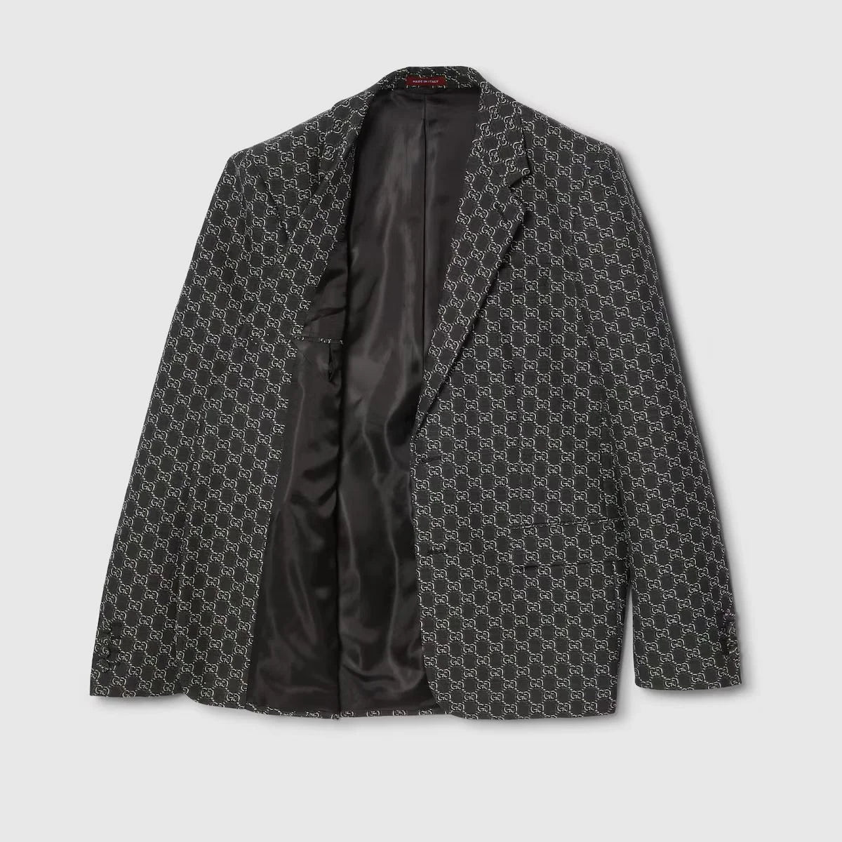 GUCCI || Wool Blazer Jacket With GG Shadow In Grey And Black