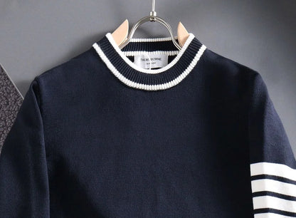 THOM BROWNE || Diagonal Stripe Merino Round Wool Knit Pullover