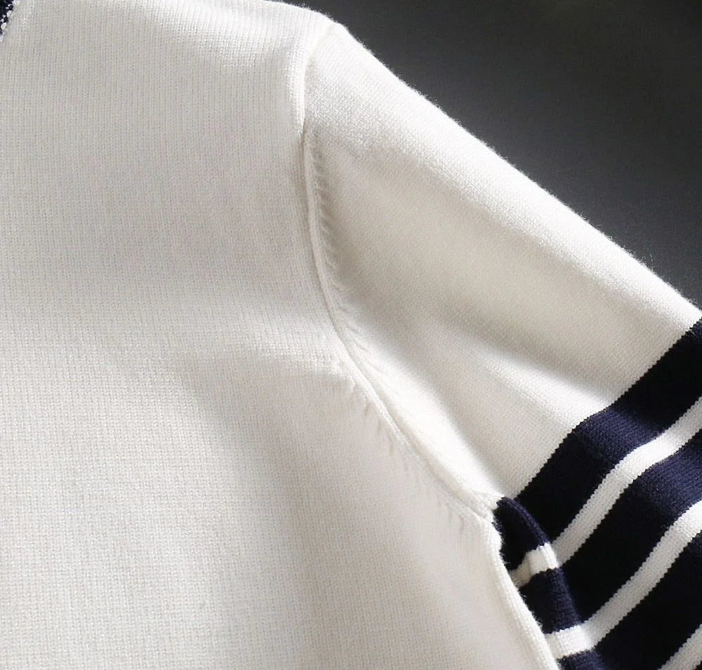 THOM BROWNE || Diagonal Stripe Merino Round Wool Knit Pullover