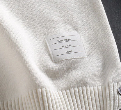 THOM BROWNE || Diagonal Stripe Merino Round Wool Knit Pullover