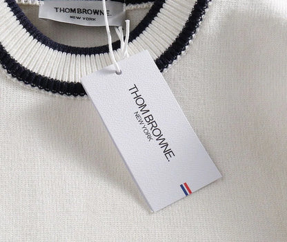 THOM BROWNE || Diagonal Stripe Merino Round Wool Knit Pullover