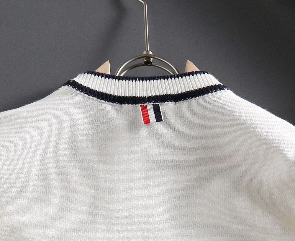 THOM BROWNE || Diagonal Stripe Merino Round Wool Knit Pullover