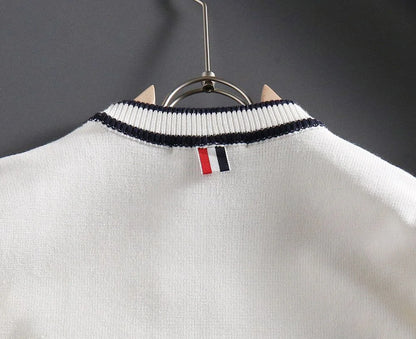 THOM BROWNE || Diagonal Stripe Merino Round Wool Knit Pullover