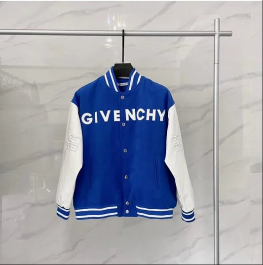 GIVENCHY || Men's Logo Leather Varsity Jacket