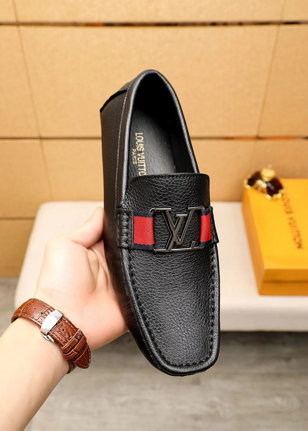 LOUIS VUITTON || Monte Carlo Mocassin LV Monochrome Leather Black Loafers