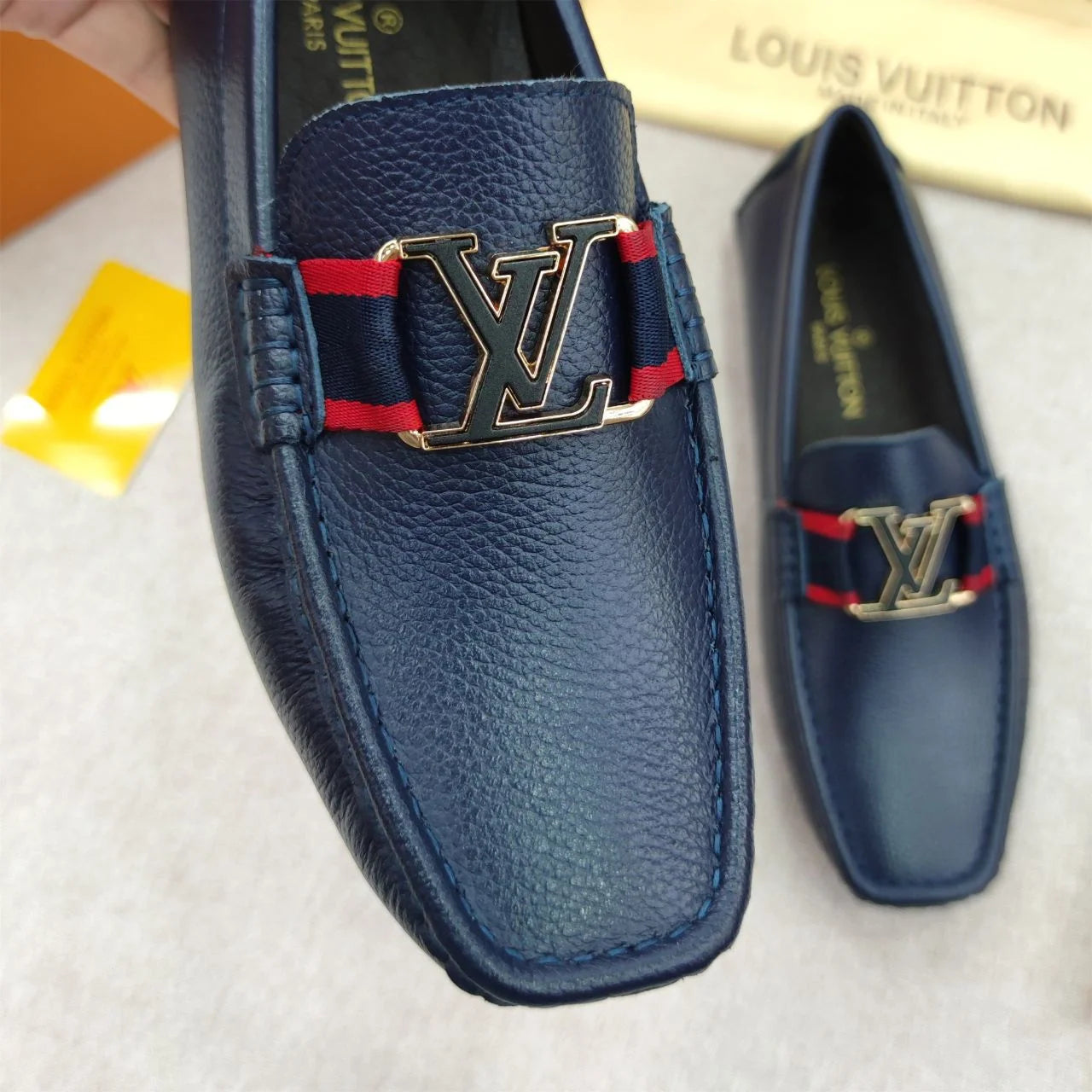 LOUIS VUITTON || Monte Carlo Mocassin LV Monochrome Leather Blue Loafers