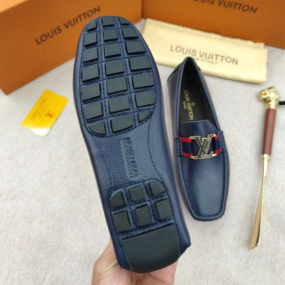 LOUIS VUITTON || Monte Carlo Mocassin LV Monochrome Leather Blue Loafers